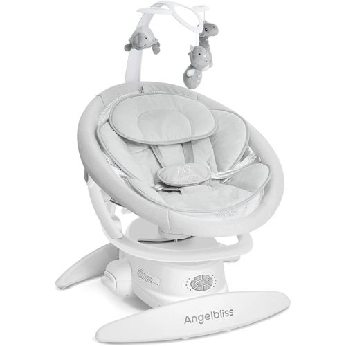 Angelbliss 3 in 1 Baby Swing with Motion Detection, Portable Baby Swings for Infants with Removable Rocker & Stationary Seat, Bluetooth Enabled with 3 Unique Motions (White)