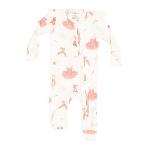 Rib 2-Way Zipper Ruffle Sleeve Footie, Ballet Things