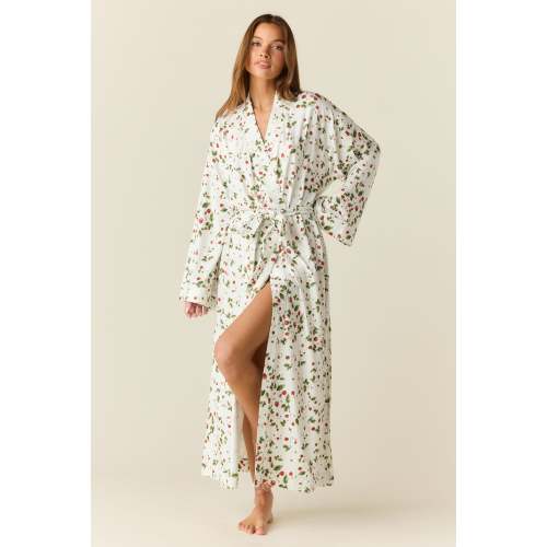Kaia Cloud Jersey Kimono Robe in Strawberry Bliss