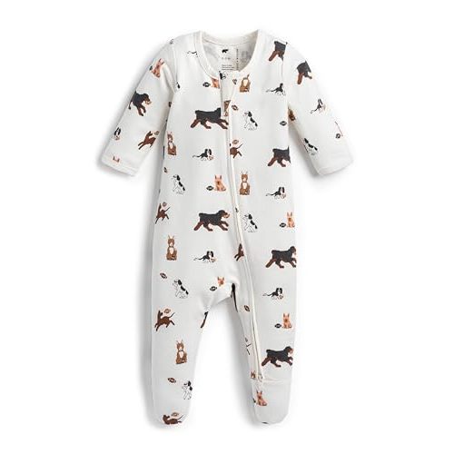 monica + andy Double Zipper One Piece, 100% Organic Baby Clothes for Girls & Boys, Unisex, Preemie, Newborn & Infant Sizes