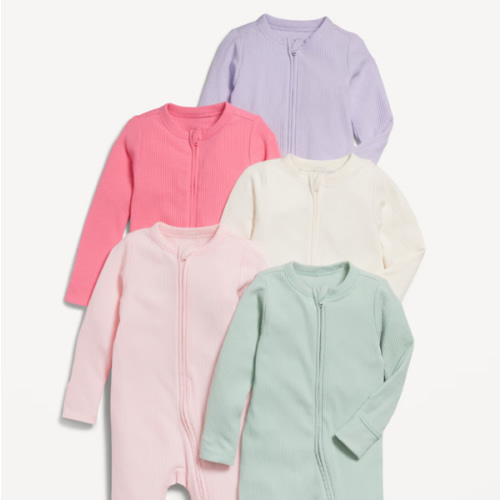 Sleep &amp; Play 2-Way-Zip Footed One-Piece 5-Pack for Baby | Old Navy