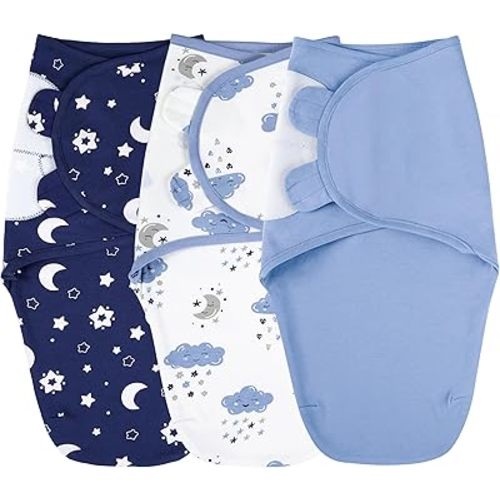 Yoofoss Baby Swaddles for Newborns 100% Cotton, Adjustable Swaddle 0-3 Months 3 Pack Newborn Swaddle Sack, Breathable Soft(Small)