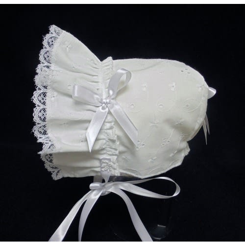 New Handmade Cotton Eyelet Baby Bonnet White, Pink, Blue, Light Blue or Mint Green