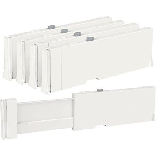 Vtopmart Drawer Dividers for Clothes 4 Pack, Adjustable 4" High Expandable from 11.6"-17" Dresser Drawer Organizer, Plastic Drawers Separators for Dresser, Baby Clothes, Kitchen and Office Storage