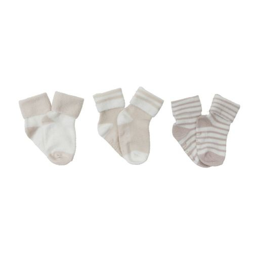 Bilbi 3 Pack Cozy Turn Top Sock Stripe Natural