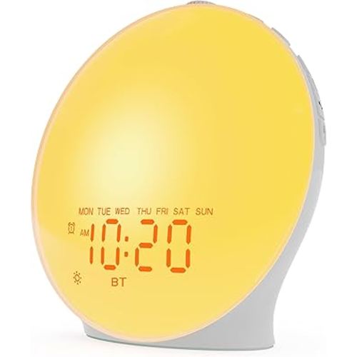 JALL Sunrise Alarm Clock White Noise Sound Machine with 22 Soothing Sounds, 17 NightLights, Bluetooth Speaker, Wake Up Light Alarm Clock for Bedrooms, Heavy Sleepers, Ideal Gift for Baby, Kids Seniors