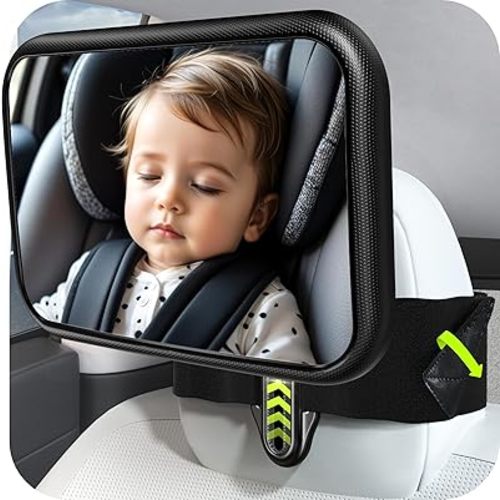 Fixed Headrest Baby Car Mirror Fit Tesla Car Back Seat, Safety Rear Facing Mirror, 100% Shatterproof & Shake-Proof, Wide Clear Rearview with 360° Rotation for Infant Newborn Baby Must Haves Essentials