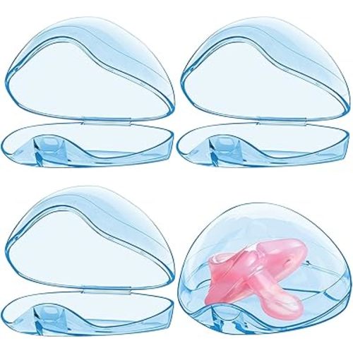 Smlpuame Pacifier Case,4 Pack BPA Free Pacifier Holder Case,Transparent Container Box for Baby Binky(Not Included),Essential Pacifier Accessories,Alway Keep Paci Clean,Easy to Clean(Blue)