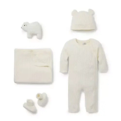 Newborn Cream And Sugar Baby Bundle of Love Cable Knit Gift Set by Janie and Jack