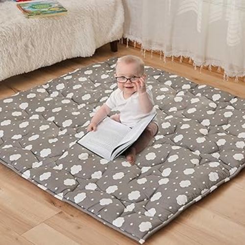 Baby Play Mat for Floor,50”×50” Thick Ultra Soft Playpen Baby Mat for Playing,Non-Slip Baby Crawling Playmat for Babies and Toddlers, Floor Tummy time(Cloud)