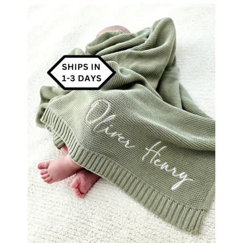 Baby Blanket, Baby gift, Newborn gift, Personalized Name, Stroller Blanket, Newborn Baby Gift, Soft Breathable Cotton Knit, baby shower Gift