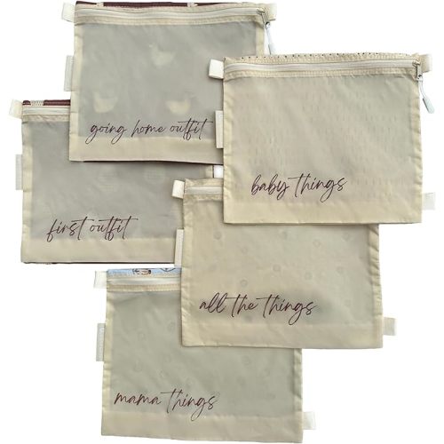 Lucky Love Hospital Bags For Labor and Delivery, Diaper Bag Organizing Pouches and Hospital Bag Essentials For Mom (Hospital Bag | Cream)