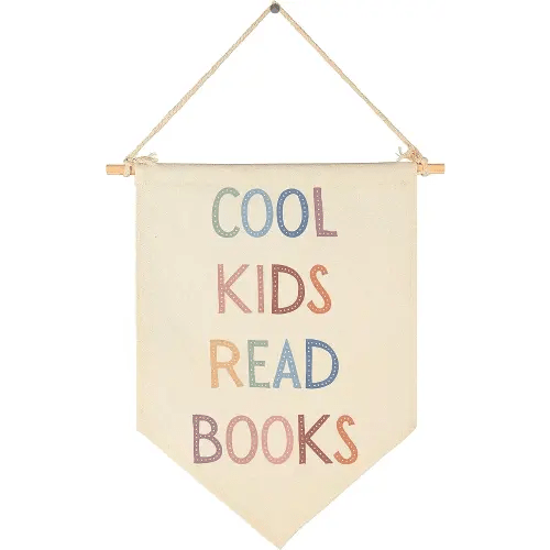 Cool Kids Read Books-Classroom Decor-Playroom Reading Corner Wall Art-Flag Decor Gift for Kids Toddler Baby Boys Girls Toddler-Banner Wall Sign Gifts for Playroom Nursery Baby Room Bedroom Front Door