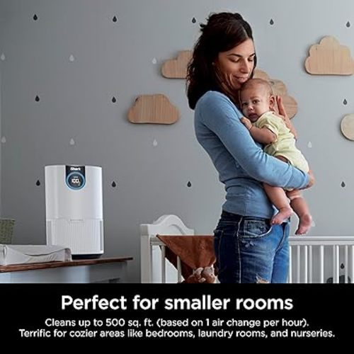 Shark Air Purifiers for Bedroom, Office, Dorm, Small Room, HEPA Air Filter, Odor Eliminator, Covers Up To 500 SQ FT, Air Filtration Removes Smoke, Dust, Allergens, Pet Dander, and Pollutants, HP102