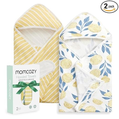 Momcozy Toalla de bebé con capucha, ultra suave y absorbente, juego de toallas de baño grandes para mayor comodidad y suavidad en la piel del bebé, Med gruesa y duradera, regalo de ducha y baño