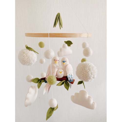 BABY mobile PARROT FAMILY /felt baby mobile/cot mobile/ bird nursery decor