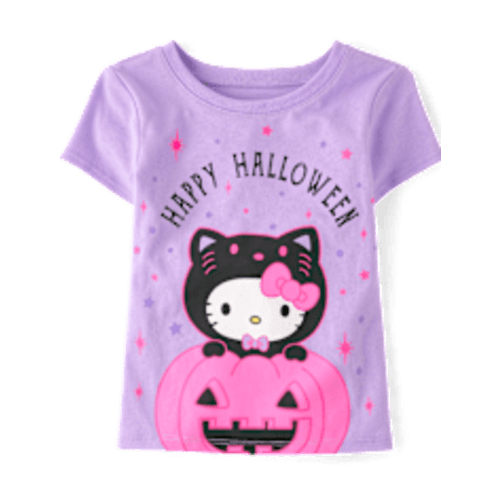 Toddler Girls Short Sleeve Hello Kitty Glow In The Dark Happy Halloween Graphic Tee - PURPLE | The Children's Place