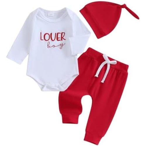 Twopumpkin My First Christmas Baby Boy Outfit Newborn Santa Baby Romper Bodysuit+Striped Pants+Hat Infant Clothes Set