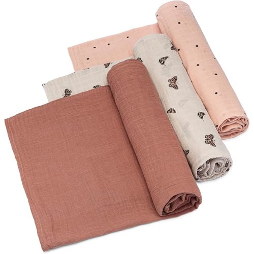 Parker Baby Co. Swaddle Blankets - Pack of 3 of 100% Cotton Muslin Swaddle Blankets for Baby Boys and Girls - Unisex/Gender Neutral - Butterfly Set