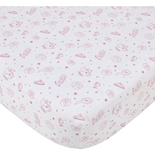 Disney Make A Wish Princess Pink and White Fitted Crib Sheet