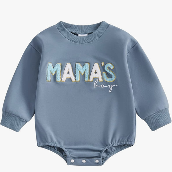 FIOMVA Baby Boy Fall Clothes Newborn Bubble Romper Toddler Long Sleeve Mama's Boy Letter Bodysuit Winter Infant Outfits