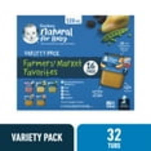 Gerber Stage 2 Baby Food, Farmers' Market Favorites Variety Pack, 4 oz Tubs (32 Pack)