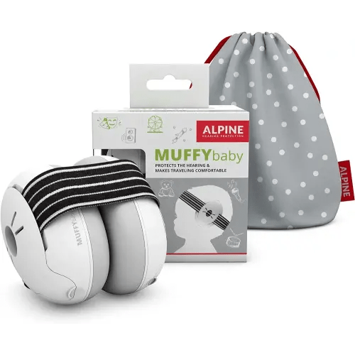 Alpine Muffy Baby Ear Protection for Babies and Toddlers up to 36 Months - CE & ANSI Certified - Noise Reduction Earmuffs - Comfortable Headphones Against Hearing Damage & Improves Sleep - Black