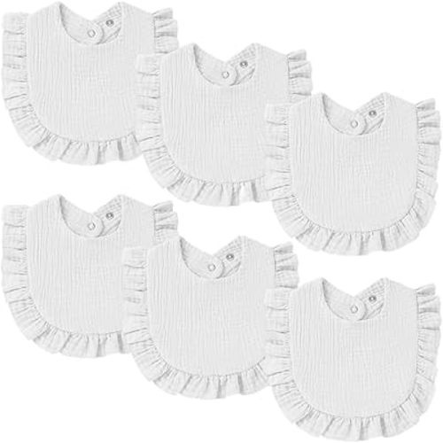 Oiomniv Muslin Baby Bibs, 6-Pack Bandana Drool Bibs Soft Cotton Adjustable Unisex Newborn, Toddler for Drooling Teething