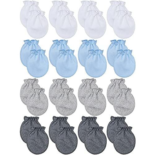 16 Pairs Newborn Baby Cotton Mittens No Scratch Gloves Unisex Newborn Mittens for baby Boys Girls 0-6 Months