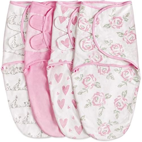 Organic Baby Swaddle Sleep Sacks, 4-Pack Swaddles for Newborns Baby Essentials, Infant 0-3 Months, 100% Cotton Soft & Snug Adjustable Wrap Nursery Swaddling Blankets Improves Sleep