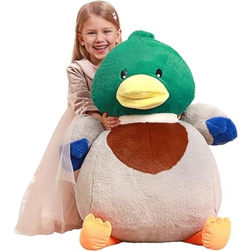 IKASA Giant Duck Stuffed Animal Plush Toy,Large Big Jumbo Soft Toys,24.5" Mallard Huge Size Cute Fluffy Fat Plushie,Gifts for Kids Girls Boys