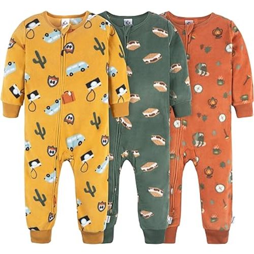 Gerber Baby Boys' Flame Resistant Fleece Footless Pajamas (3 Pack)