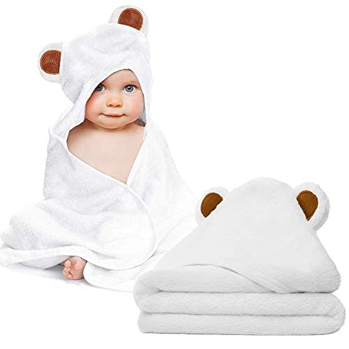 Baby Washcloth Set-Bath Towel and Washcloth -Hooded Washcloth-Organic Bamboo Fiber Baby Towel for Boys, Girls, Kids, Toddlers, Newborn Bath Present (Brown)