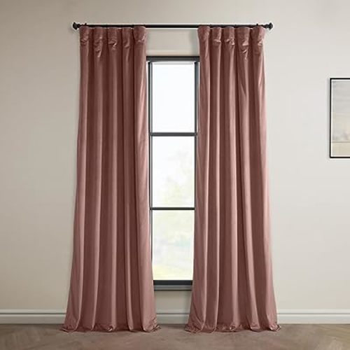 HPD Half Price Drapes VPYC-161234-108 Plush Velvet Curtain (1 Panel), 50 X 108, Wild Rose