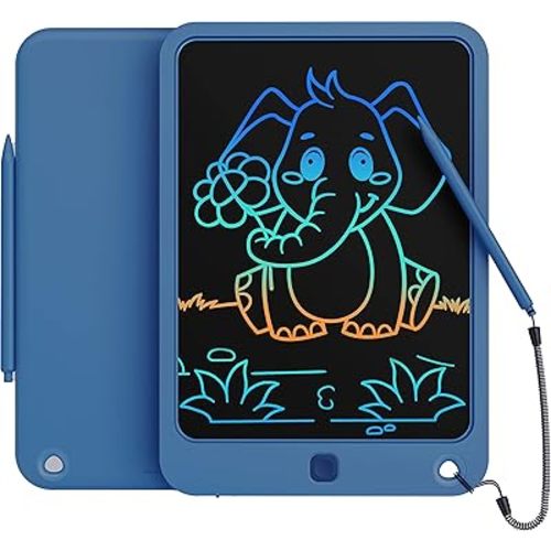 LCD Writing Tablet 10 Inch, Toys for 3 4 5 6 7 8 9 10 Year Old Boys Girls, Colorful Doodle Board Drawing Tablet, Gift for Boys Toddlers Age 3-12 Years, Memo Board, Drawing Pads with Lanyard(Navy)