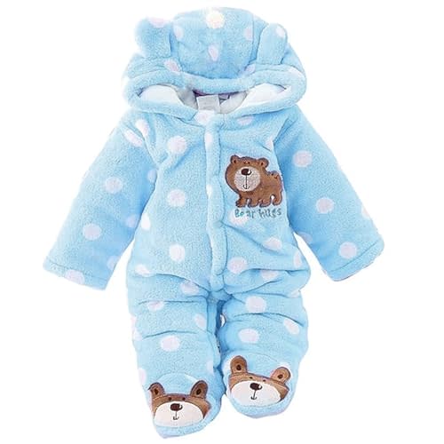 ZYXKTA Baby Snowsuit Uniesex Infant Winter Warm Fleece Jumpsuit Girls Boys Hooded Footie Thicken Cute Coat