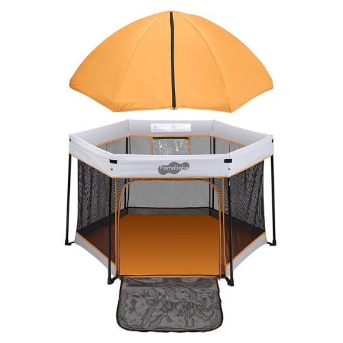 Pamo Babe Travel Playpen with Sun Protection Canopy - Play Yard for Babies and Toddlers - Baby Tent with Zipper Door