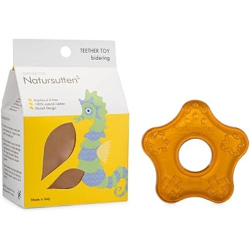 Natursutten Starfish Teether - Baby Teething Toys - Eco-Friendly Natural Rubber, PVC & 100% BPA-Free - Danish Design Baby Toys - Made in Italy Yellow