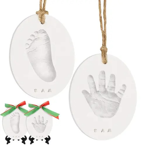 Baby Hand and Footprint Kit Girls, Boys - Personalized Baby Footprint Ornament Kit, Newborn Keepsake Gifts for New Mom, Easy to Use Handprint Makers, Cute Shower Gifts (Multi-Colored)