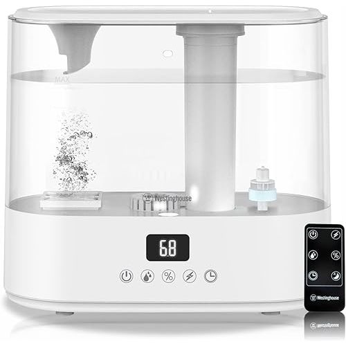 Westinghouse Humidifier and Air Purifier all in one combo with Smart Humidity Sensor Control for Bedrooms with Essential Oil Diffuser and Remote, White