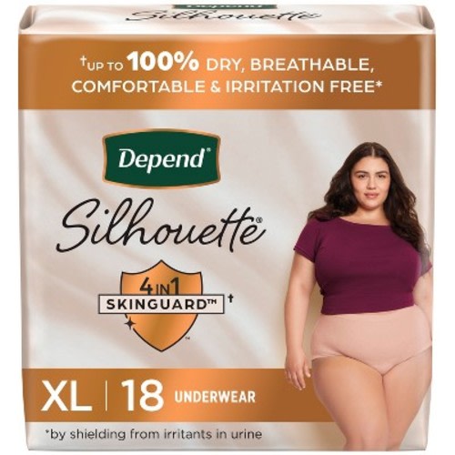 Depend Silhouette Incontinence & Postpartum Underwear for Women - Maximum Absorbency - XL - Pink - 18ct