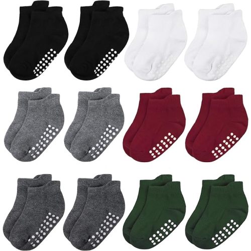 Baby and Toddler Socks,Soft Cotton Non-Slip Ankle Socks for New Born,Boys and Girls