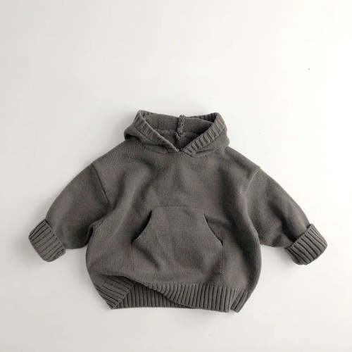 Classic Knit Hoodie in Grey - Size: 12m