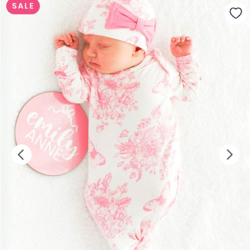 Ruffle Knotted Sleep Gown & Hat Set