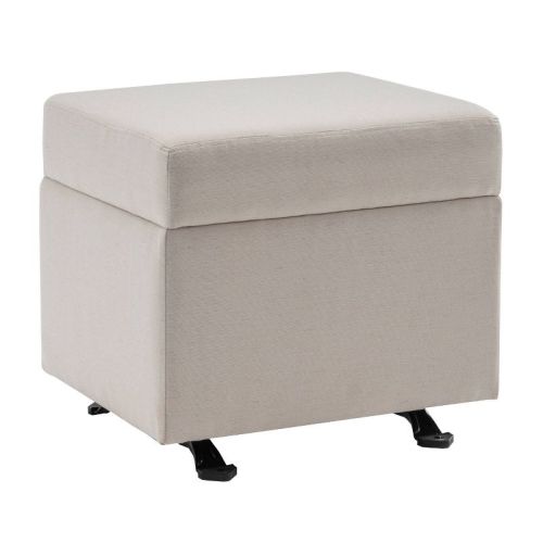 25" Wide Rectangle Gliding Ottoman Camel Brown Faux Leather - Wovenbyrd: Footrest, No Assembly Required