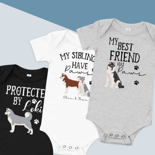 Custom Siberian husky Baby short sleeve one piece, Husky Baby Bodysuit, Funny Dog Lover Baby Clothes,My Big Brother husky