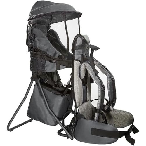 ClevrPlus Cross Country Baby Backpack Carrier, Grey, Toddler Hiking Backpack with Comfortable Seat, Adjustable Straps & Belt, Foldable Frame Lightweight Large Capacity Child Carrier for Outdoor