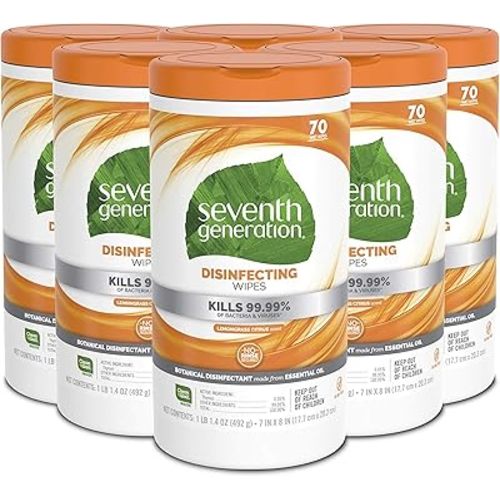 Seventh Generation Disinfecting Multi Surface Wipes, Botanical Disinfectant, 70 Count, Pack of 6