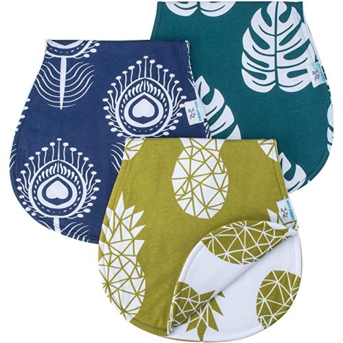 Rabbit and Roo Baby Burp Cloths for Boys and Girls | Ideal Baby Gift | Super Soft 100% Cotton Cloth | Large 20” by 10” Baby Burp Rags, Burp Cloths Unisex | 3 Pack of Burp Cloths, Spit Up Rags - The Tropics