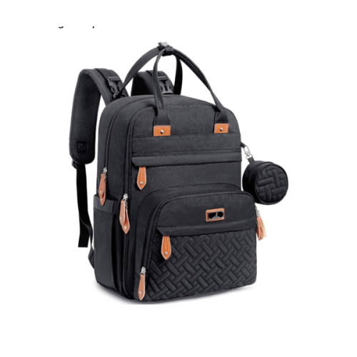 BabbleRoo Diaper Bag Backpack - Tote - Multi function Waterproof Diaper Bag, Travel Essentials Baby Bag with Changing Pad, Stroller Straps & Pacifier Case - Unisex, Black - Polyester